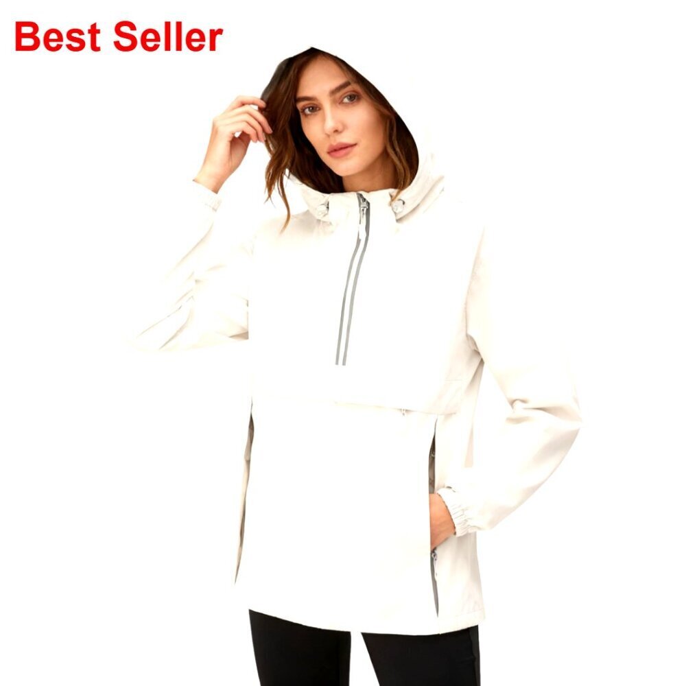 Waterproof Lightweight Packable Pullover Rain Jacket with Hood